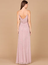 Load image into Gallery viewer, Beaded Spaghetti Strap Navy Full-Length Gown