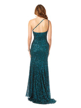 Load image into Gallery viewer, One-Shoulder Beaded Gown with Slit