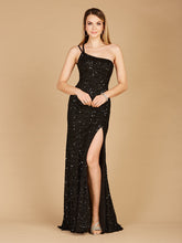 Load image into Gallery viewer, One-Shoulder Beaded Gown with Slit