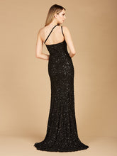 Load image into Gallery viewer, One-Shoulder Beaded Gown with Slit
