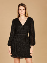 Load image into Gallery viewer, Long Sleeve Cocktail Wrap Dress - OUTLET