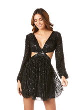 Load image into Gallery viewer, Long Sleeve Cut Out Dress with Lace Up Back