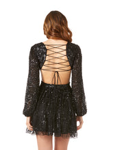 Load image into Gallery viewer, Long Sleeve Cut Out Dress with Lace Up Back