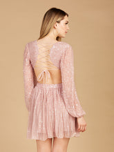 Load image into Gallery viewer, Long Sleeve Cut Out Dress with Lace Up Back