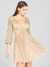 Load image into Gallery viewer, Long Sleeve Cut Out Dress with Lace Up Back