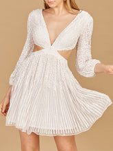Load image into Gallery viewer, Long Sleeve Cut Out Dress with Lace Up Back