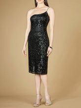Load image into Gallery viewer, One Shoulder Midi Cocktail Dress - OUTLET