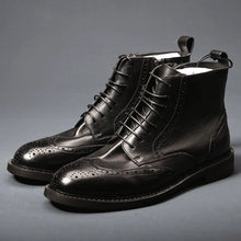Load image into Gallery viewer, Men's Thick-Soled Leather Boots | Chunky Heel Mid-Calf Lace-Up Boots for Men