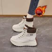 Load image into Gallery viewer, Women's Fleece-Lined High-Top Winter Sneakers | PU Leather Dad Shoes – Sarah Express
