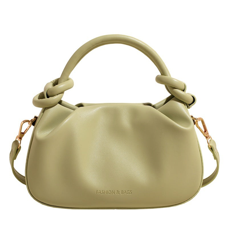Women's Cloud Pleated Crossbody Bag - Minimalist PU Leather Shoulder Bag with Adjustable Strap