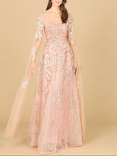 Load image into Gallery viewer, Lace Gown with Cape Sleeves, Sweetheart Neckline | 29300