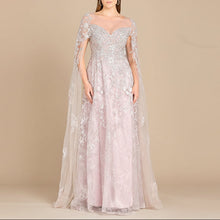 Load image into Gallery viewer, Lace Gown with Cape Sleeves, Sweetheart Neckline | 29300