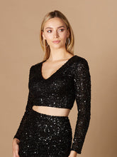 Load image into Gallery viewer, Long Sleeve V-Neck Beaded Top