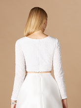Load image into Gallery viewer, Long Sleeve V-Neck Beaded Top