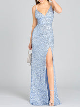 Load image into Gallery viewer, Beaded V Neck Dress with Slit | 29310