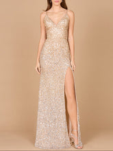 Load image into Gallery viewer, Beaded V Neck Dress with Slit | 29310