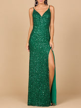 Load image into Gallery viewer, Beaded V Neck Dress with Slit | 29310