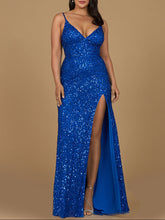 Load image into Gallery viewer, Beaded V Neck Dress with Slit | 29310
