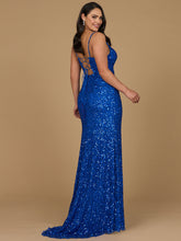 Load image into Gallery viewer, Beaded V Neck Dress with Slit | 29310