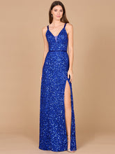 Load image into Gallery viewer, Beaded Prom Dress with High Slit