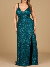 Load image into Gallery viewer, Beaded Prom Dress with High Slit