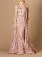 Load image into Gallery viewer, Floral Applique Overskirt Dress