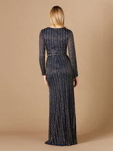 Load image into Gallery viewer, Long Sleeve Belted Beaded Gown