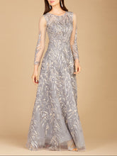 Load image into Gallery viewer, High Neck, Long Sleeve Ball Gown