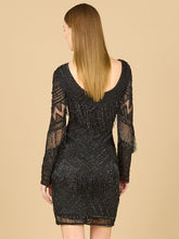 Load image into Gallery viewer, Long Sleeve Beaded V-Neck Fringe Cocktail Mini OUTLET