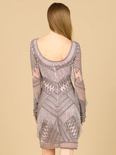 Load image into Gallery viewer, Long Sleeve Beaded V-Neck Fringe Cocktail Mini OUTLET