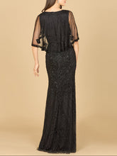 Load image into Gallery viewer, Cape Sleeve V-Neck Beaded Gown