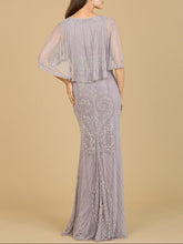 Load image into Gallery viewer, Cape Sleeve V-Neck Beaded Gown