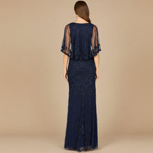 Load image into Gallery viewer, Cape Sleeve V-Neck Beaded Gown