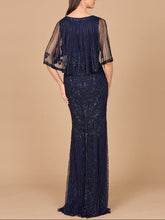 Load image into Gallery viewer, Cape Sleeve V-Neck Beaded Gown
