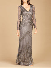 Load image into Gallery viewer, Long Sleeve Fringe Dress
