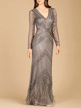 Load image into Gallery viewer, Long Sleeve Fringe Dress