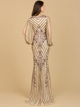 Load image into Gallery viewer, Long Flutter Sleeves Beaded Dress