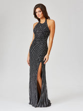 Load image into Gallery viewer, Giselle Beaded Halter Gown with Slit