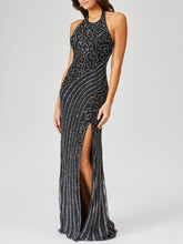 Load image into Gallery viewer, Giselle Beaded Halter Gown with Slit