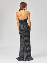 Load image into Gallery viewer, Giselle Beaded Halter Gown with Slit