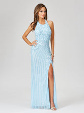 Load image into Gallery viewer, Giselle Beaded Halter Gown with Slit
