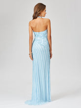 Load image into Gallery viewer, Giselle Beaded Halter Gown with Slit