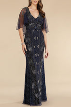 Load image into Gallery viewer, Lara 29393 - Cape Sleeve Beaded Gown