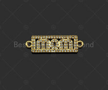 Load image into Gallery viewer, Gold Filled CZ Micro Pave Mom Word On Rectangle Shape Connector, 18K Gold Filled Connector, Mother's Day Gift, 25x8mm,Sku#LD112