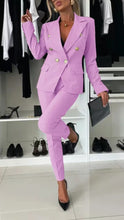 Load image into Gallery viewer, Double-Breasted Lapel Blazer &amp; Zip-Up Trousers Suit