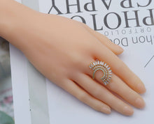 Load image into Gallery viewer, Large CZ Half Circle Shape Adjustable Ring, Sku#LD272