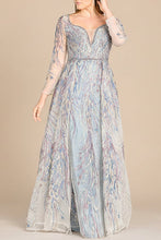 Load image into Gallery viewer, Long Sleeve Contrast Embroidered Gown with Overskirt