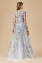 Load image into Gallery viewer, Long Sleeve Contrast Embroidered Gown with Overskirt