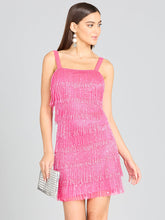Load image into Gallery viewer, Lara 29488 - Beaded Fringe Cocktail Dress