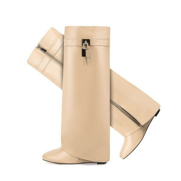 Women's High-Heel Pointed Toe Side Zipper Boots | Wedge Heel Ankle Boots